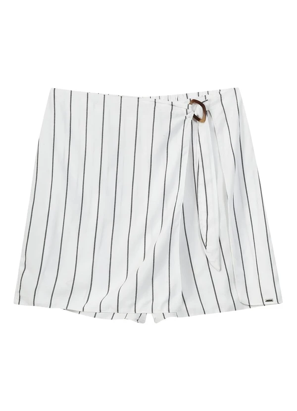 Marialícia - Short Saia Feminino com Fivela Branco 3