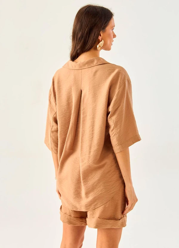 Carlota Costa - Short Solto com Bolsos Marrom 2