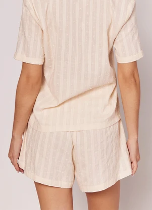 Sofie - Short Textura Bordada e Cós com Elástico Branco - SOFIE