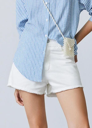 Authoria - Short Trendy em Sarja Off White Branco - AUTHORIA