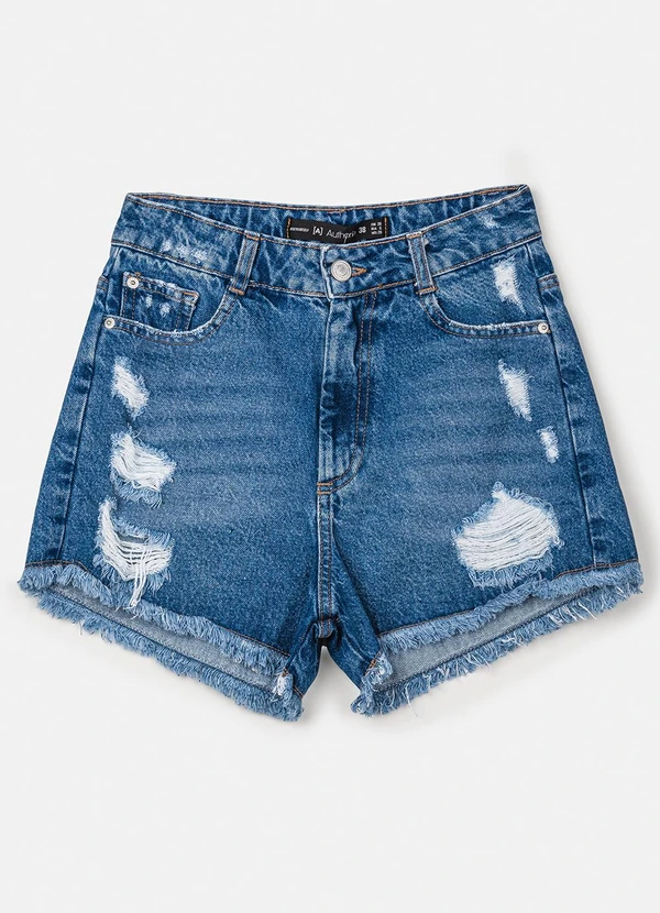 Authoria Short Trendy Jeans Desfiado Azul