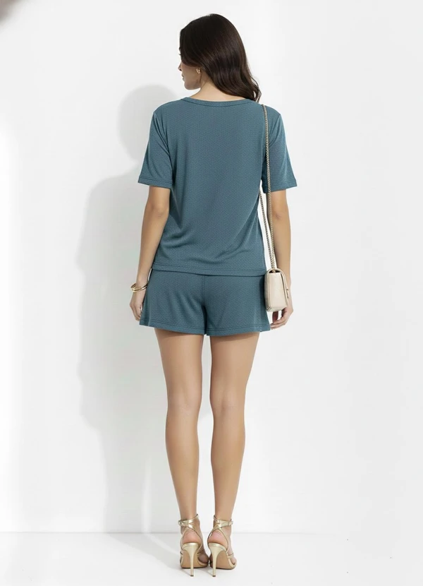 Quintess - Short Verde Escuro em Malha Tricô 7