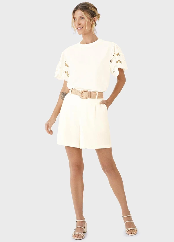 Malwee - Shorts Alfaiaria em Viscolinho Off White 2