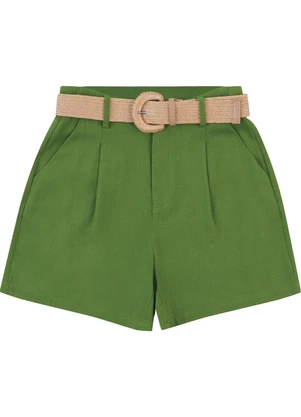 Malwee - Shorts Alfaiaria em Viscolinho Verde - MALWEE