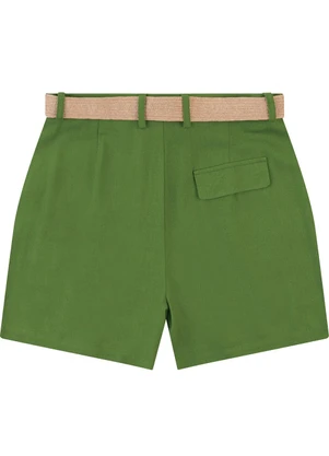 Malwee - Shorts Alfaiaria em Viscolinho Verde - MALWEE