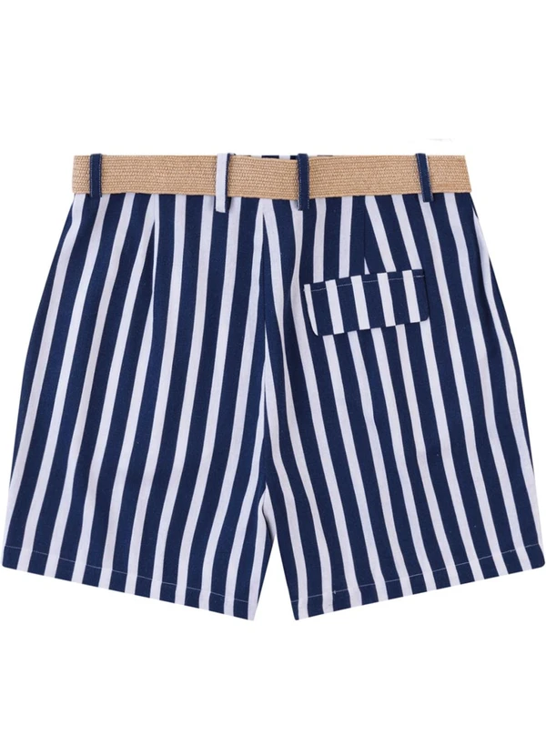 Malwee - Shorts Alfaiaria Listrado em Viscolinho Azul 2