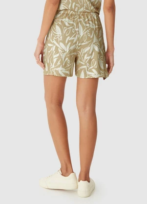 Malwee - Shorts Alfaiaria Tropical em Moletinho Bege - MALWEE