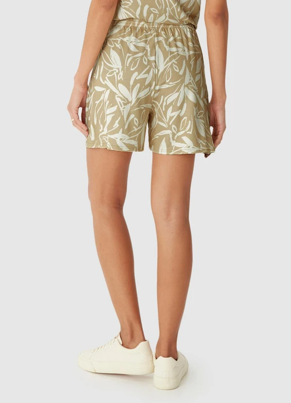 Malwee - Shorts Alfaiaria Tropical em Moletinho Bege 2