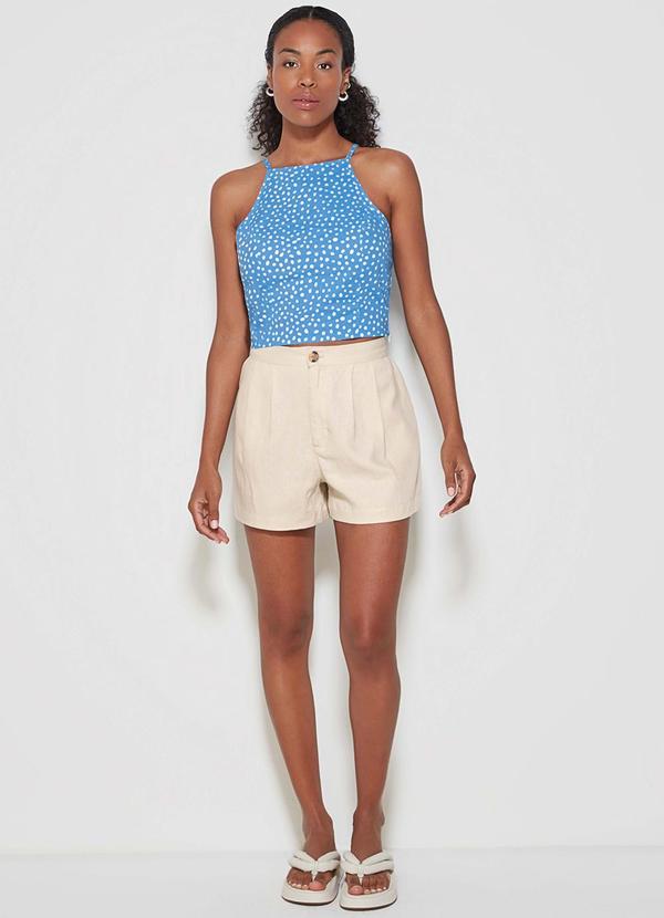 Enfim - Shorts Alfaiataria em Viscolinho Bege 2