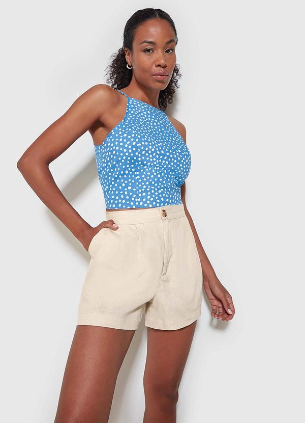 Enfim - Shorts Alfaiataria em Viscolinho Bege 3