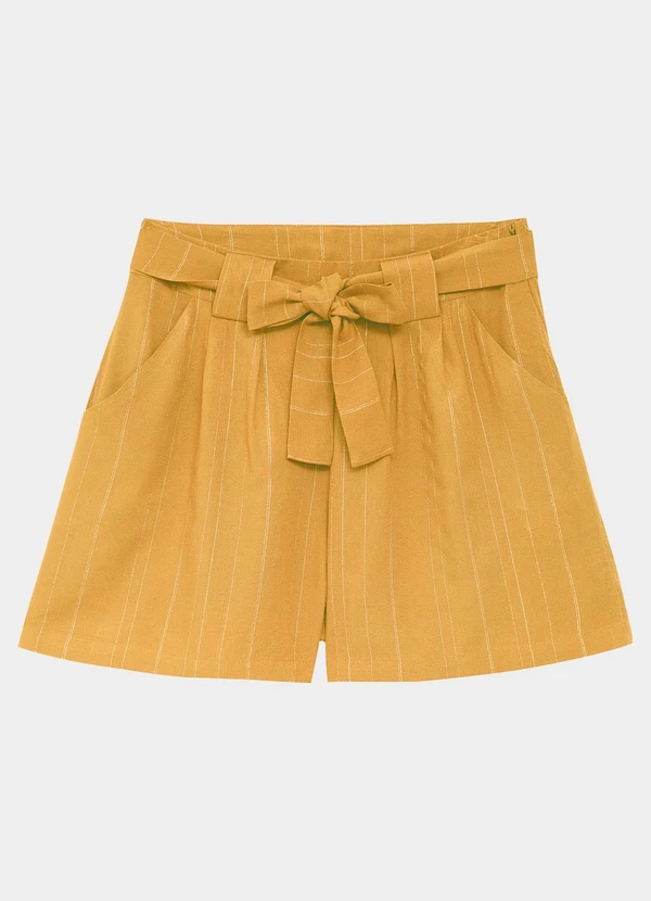 Enfim - Shorts Amplo em Lurex Amarelo Mostarda 1