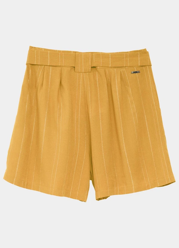 Enfim - Shorts Amplo em Lurex Amarelo Mostarda 2