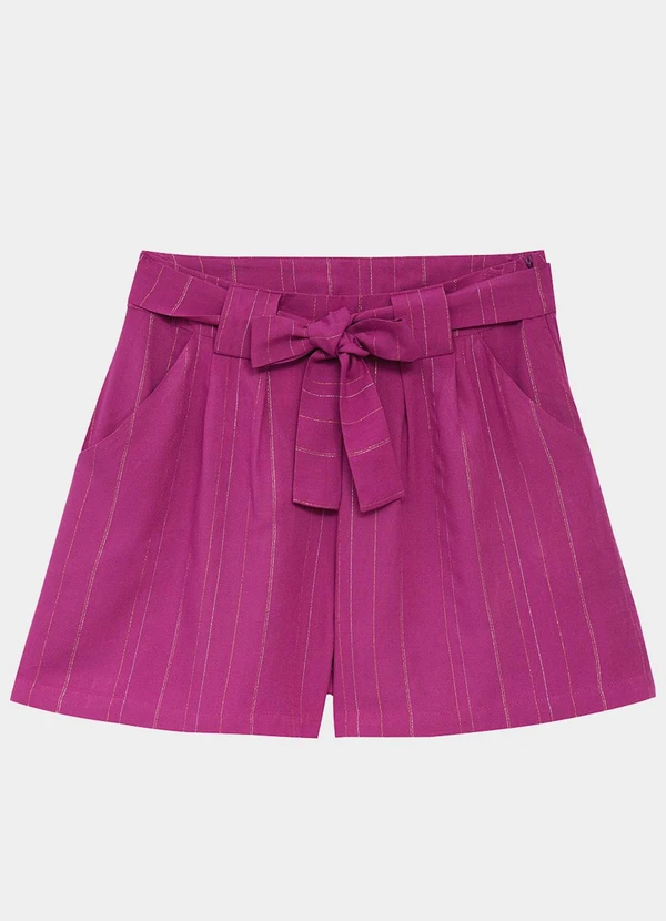 Enfim - Shorts Amplo em Lurex Fúcsia 3