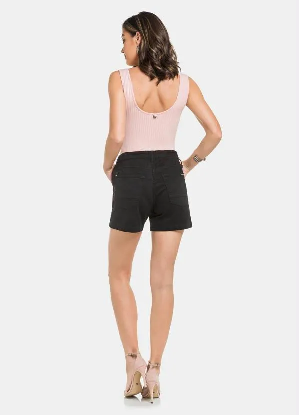 Lunender - Shorts Boyfriend em Sarja com Elastano Preto 4
