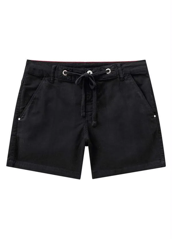 Lunender - Shorts Boyfriend em Sarja com Elastano Preto 5