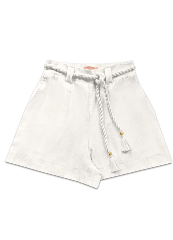 Angel - Shorts Cambraia de Algodao Bege