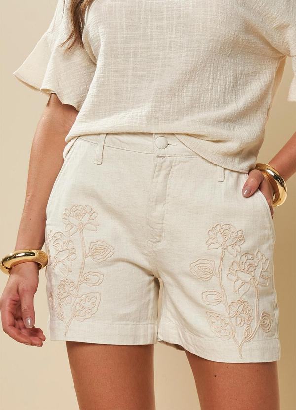 Doce Trama - Shorts Celebration em Linho Bordado Branco 1