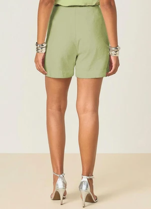 Elegance - Shorts Cintura Alta com Pesponto Frontal Verde - ELEGANCE