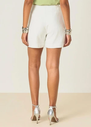 Elegance - Shorts Cintura Alta com Pesponto Off White - ELEGANCE