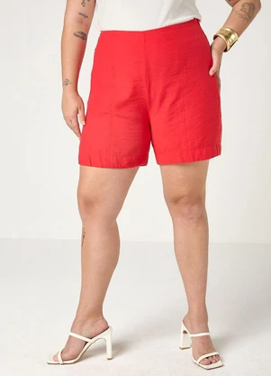 Elegance - Shorts Cintura Alta com Pesponto Vermelho - ELEGANCE