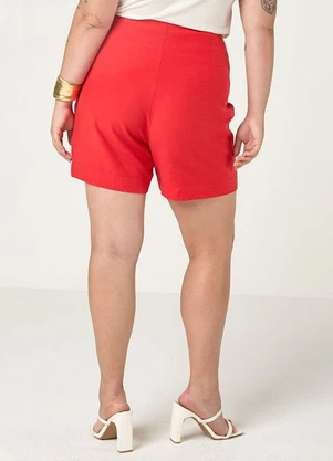 Elegance - Shorts Cintura Alta com Pesponto Vermelho - ELEGANCE