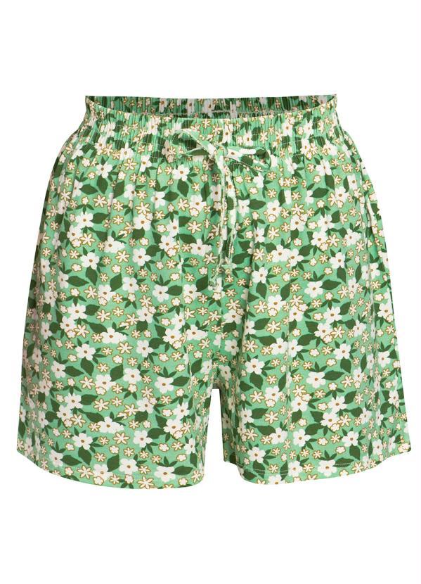 Queima Estoque - Shorts Cintura Alta Floral Verde 5