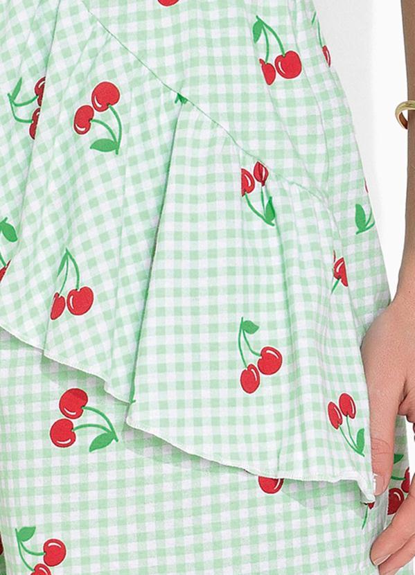 Outlet - Shorts com Babado Cintura Alta Vichy Verde 3