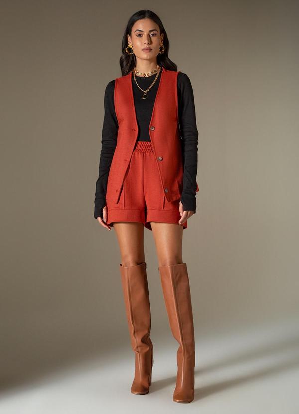 Use Modo - Shorts com Barra Dupla Marrom 2