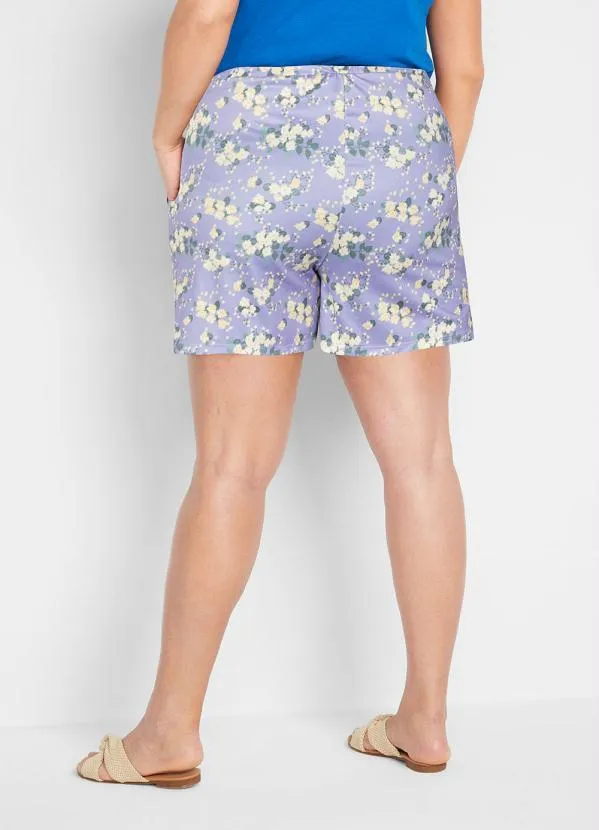 Queima Estoque - Shorts com Bolso Floral Lilás 2