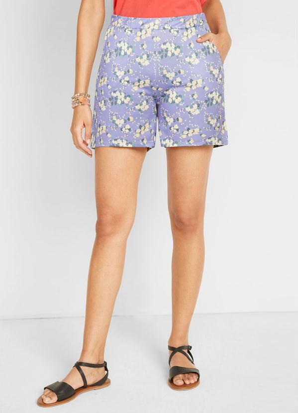 Outlet - Shorts com Bolso Floral Lilás 3