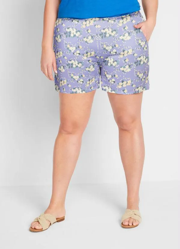 Queima Estoque - Shorts com Bolso Floral Lilás 5