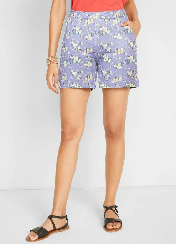 Queima Estoque - Shorts com Bolso Floral Lilás 7