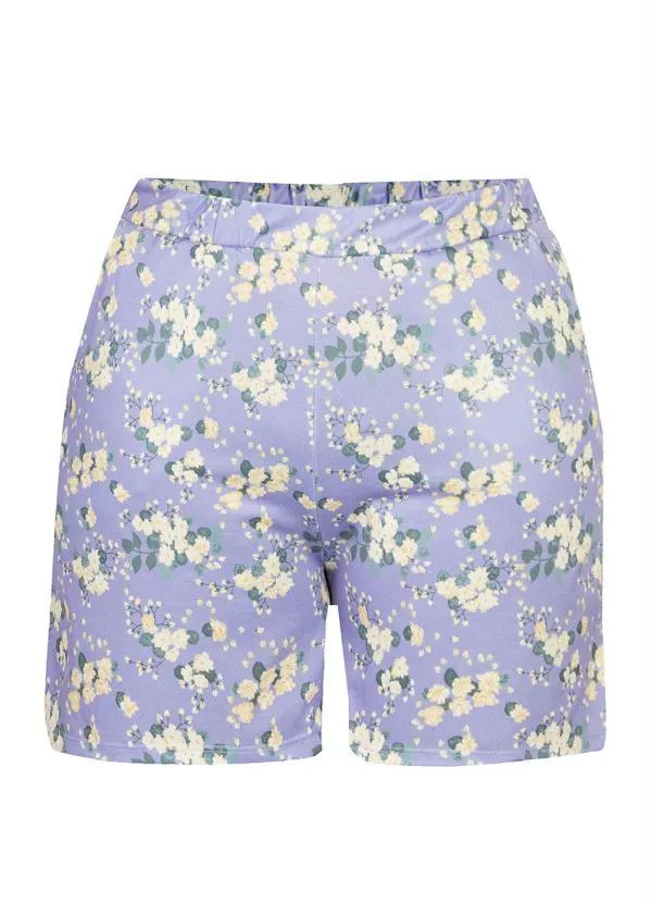 Queima Estoque - Shorts com Bolso Floral Lilás 8