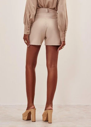 Elegance - Shorts com Bolsos na Frente Bege Aveia - ELEGANCE