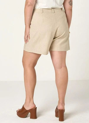 Elegance - Shorts com Bolsos Sobrepostos Bege Natural - ELEGANCE