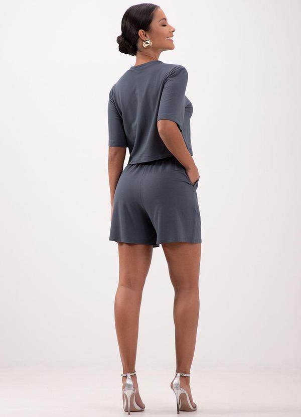 Lunender - Shorts com Cadarço e Bolsos em Malha Azul 4