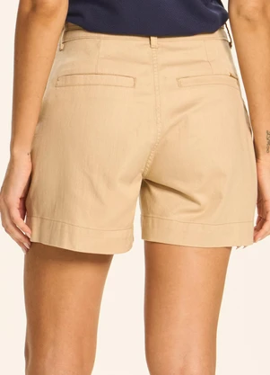 Doce Trama - Shorts com Cintura Alta e Amarração Bege - DOCE TRAMA