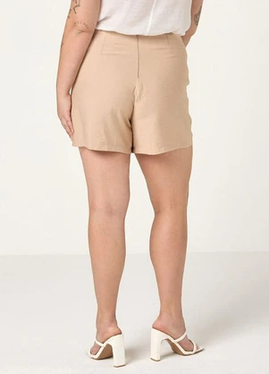 Elegance - Shorts com Detalhe Lateral Nude c/ Off White - ELEGANCE