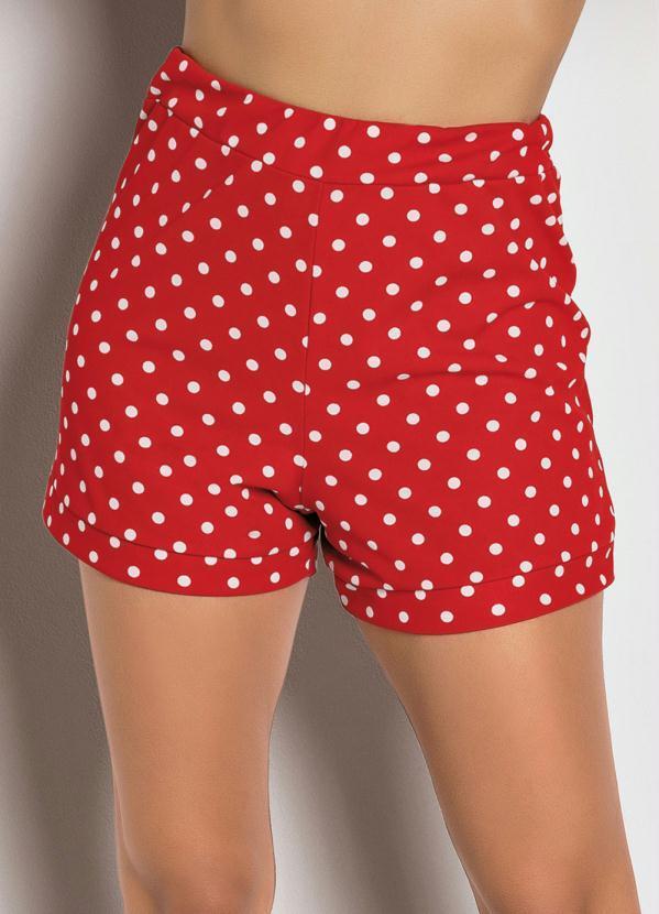 Outlet - Shorts com Estampa Poá Vermelho