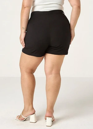 Elegance - Shorts com Prega Femea e Cós com Passante Preto - ELEGANCE
