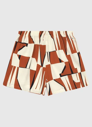Enfim - Shorts Comfort Viscose Geométrico Laranja - ENFIM
