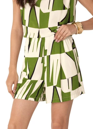 Enfim - Shorts Comfort Viscose Geométrico Verde - ENFIM