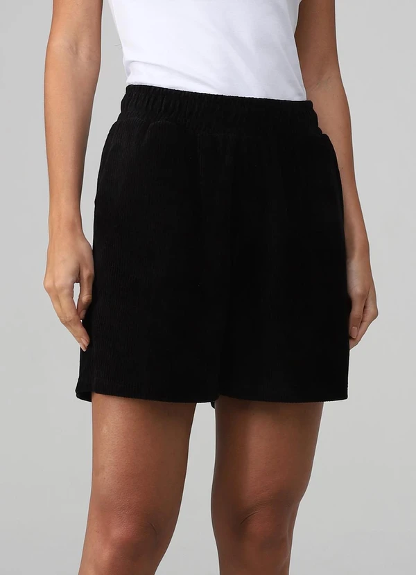 Basicamente - Shorts Cotelê Feminino Preto