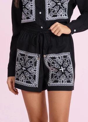 Angel - Shorts de Algodão Preto - ANGEL