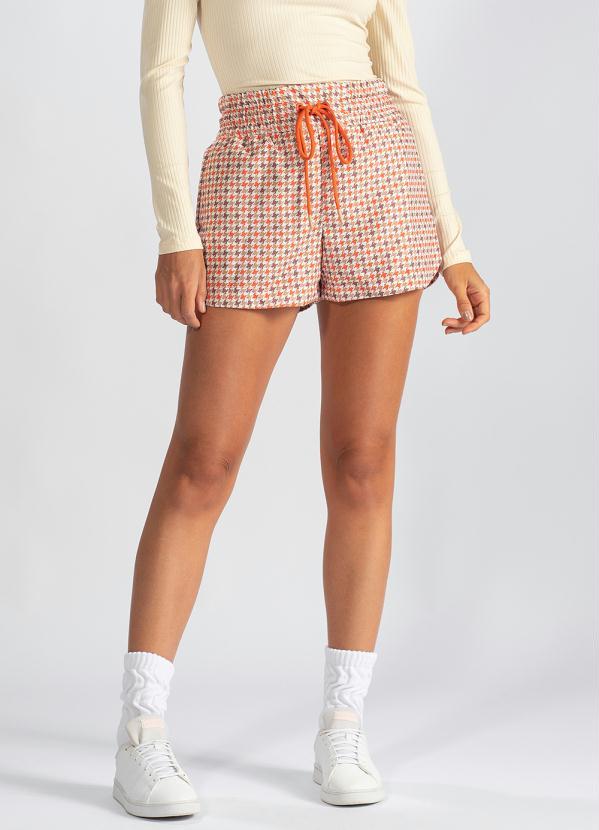 Hering - Shorts de Tactel Estampado Laranja