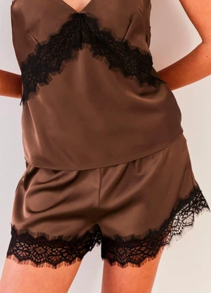Sofie - Shorts em Cetim com Renda na Barra Soft Glam - Sof - SOFIE