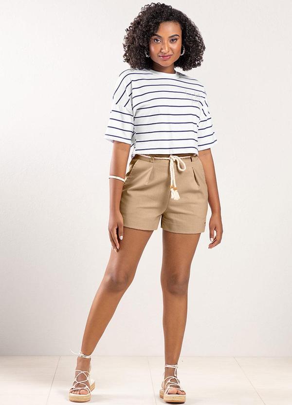Rezzato - Shorts em Linho Casual Chic Adulto Marrom 2