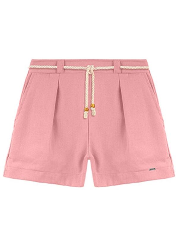 Rezzato - Shorts em Linho Casual Chic Adulto Rosa  2