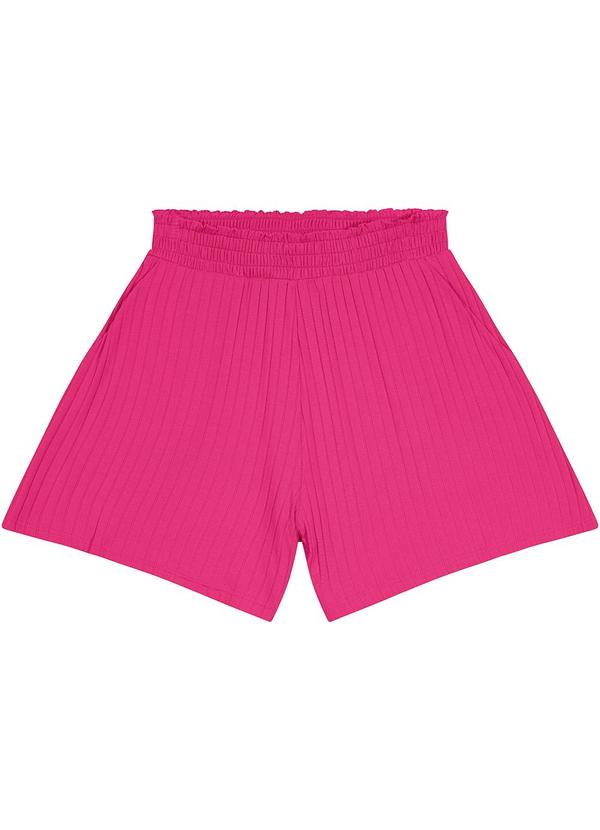 Malwee - Shorts em Malha Canelada Rosa Escuro