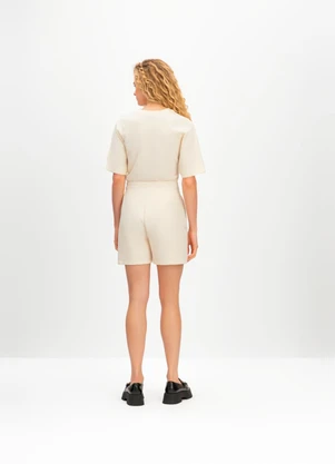 Essendi - Shorts em Malha Texturizada Natural - ESSENDI